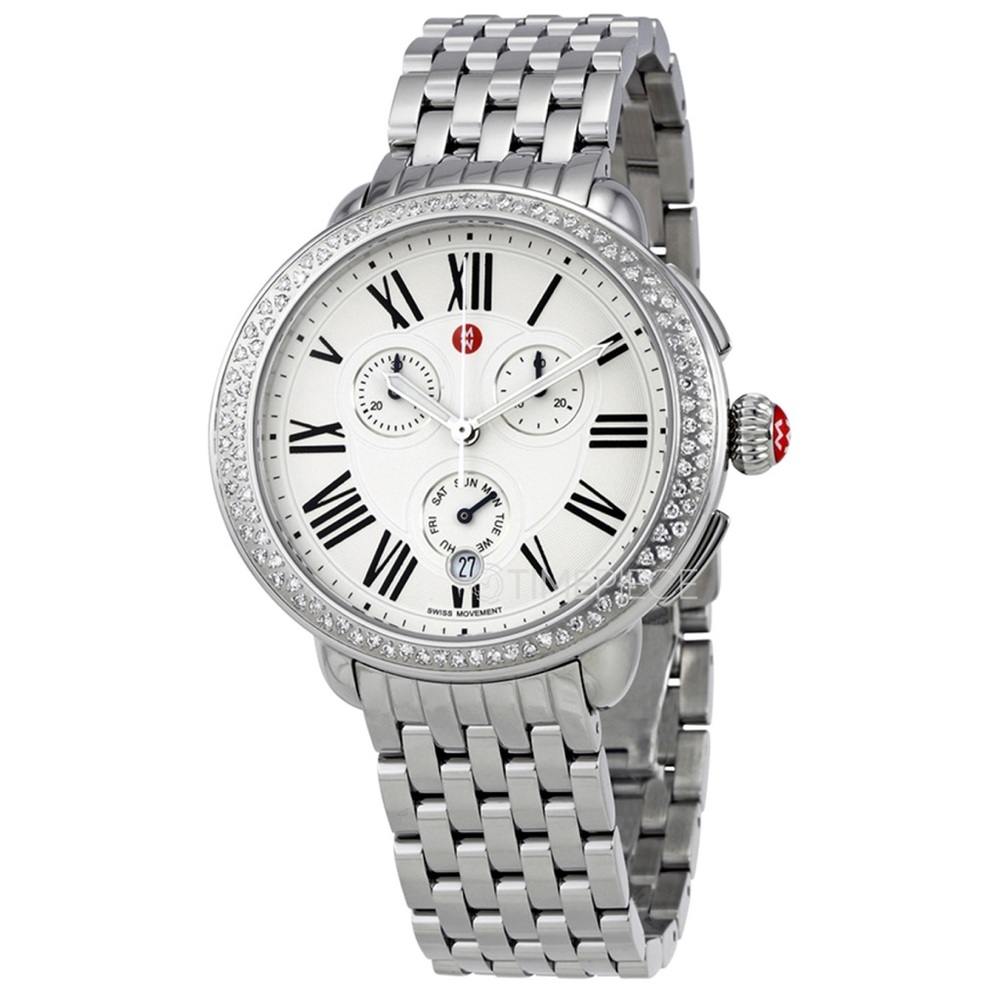 Michele Serein Chronograph Quartz Diamond White Dial Ladies Watch
